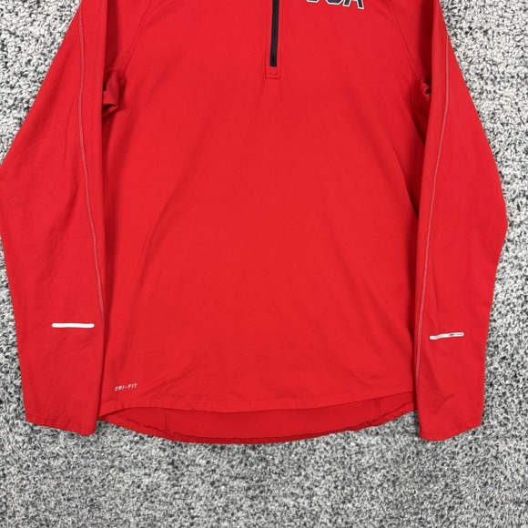 Nike USA Dri-FIT Element 1/4 Zip Pullover Mens Medium Red Running Training Top - Picture 3 of 14